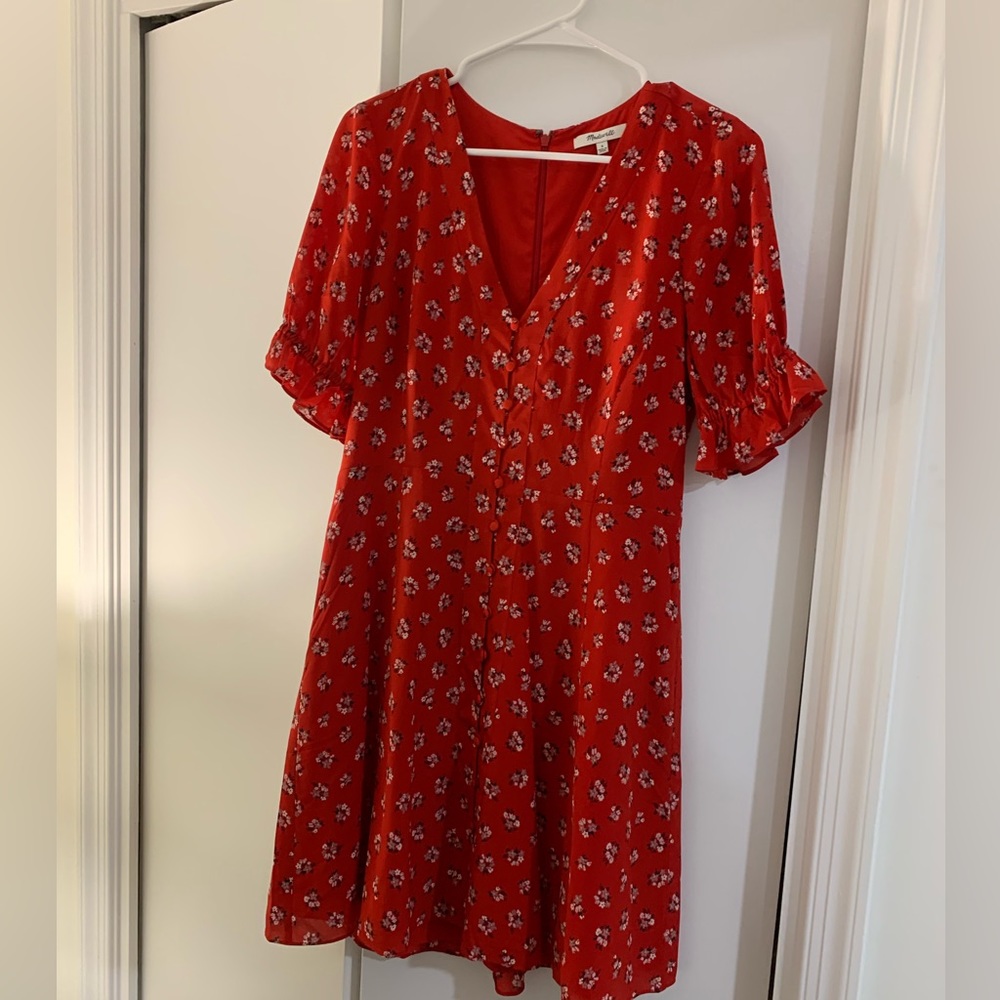 Madewell floral red dress